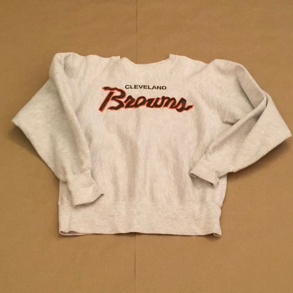Champion Reverse Weave VINTAGE Cleveland Browns Crewneck - Heather Gray - Large